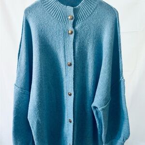 Elegant Blue Cardigan Sweater